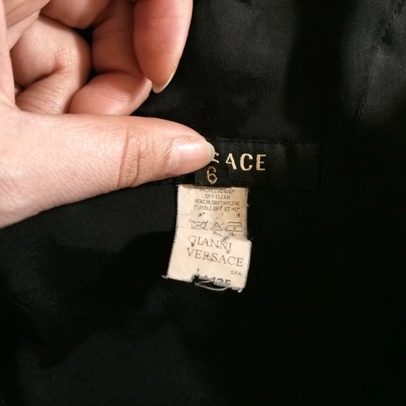 VERSACE | Wool Silk Sheath Midi Dress Black Small - Picture 12 of 12